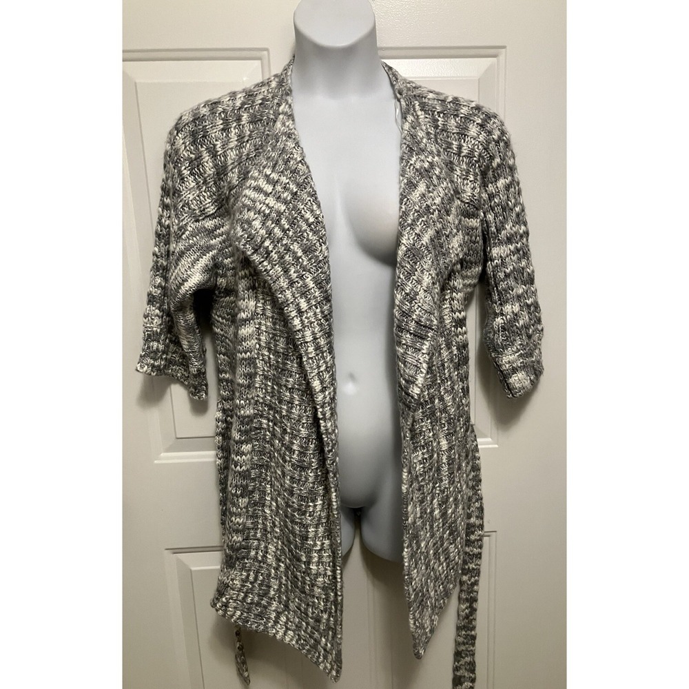 New Jones New York Sz Large Chunky Knit Cardigan Sweater Womens Gray Alpaca Wool - Picture 5 of 7